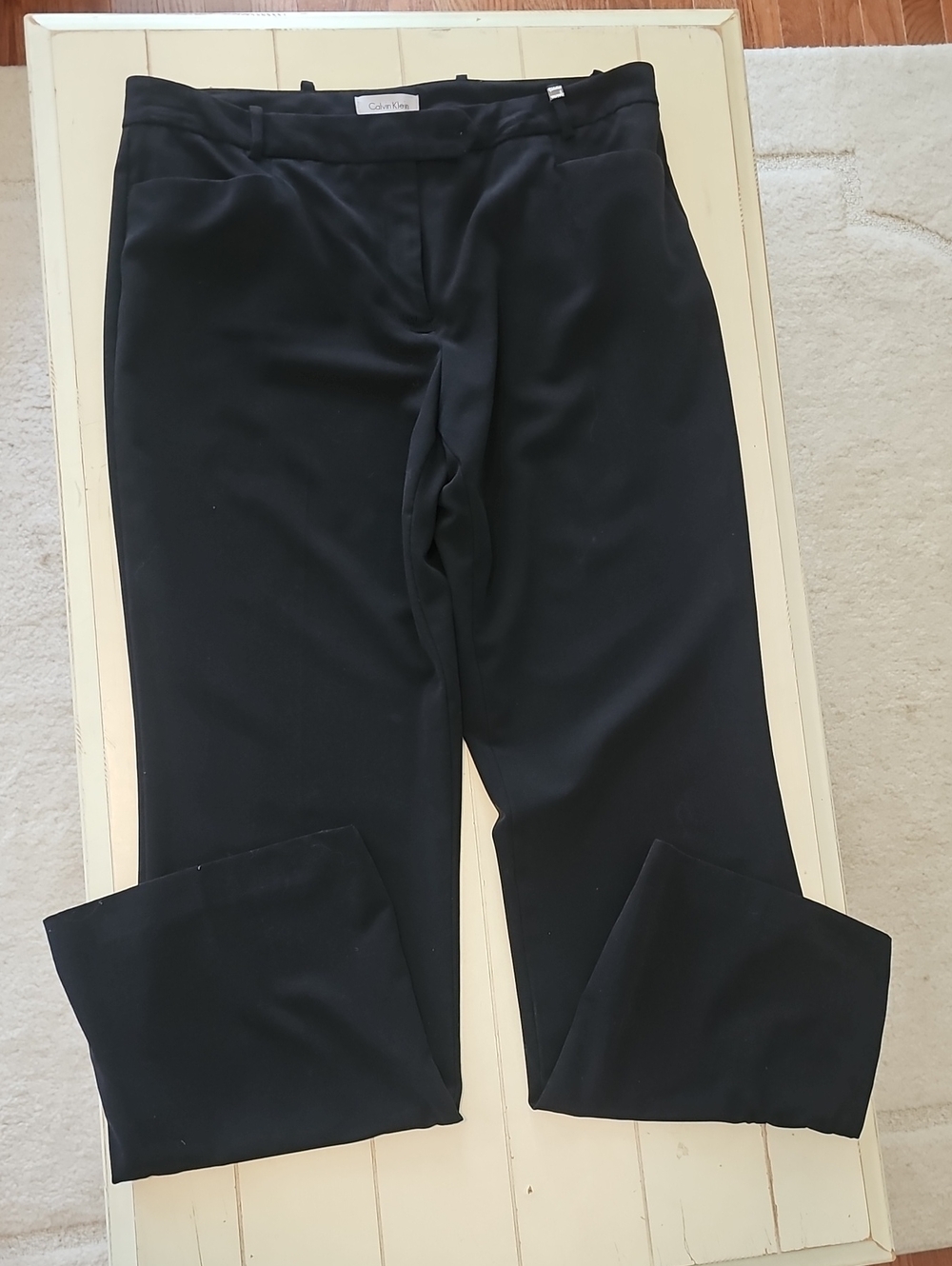 Calvin Klein Classic Black Women's Tailored Straight-Leg Pants, Sz 12